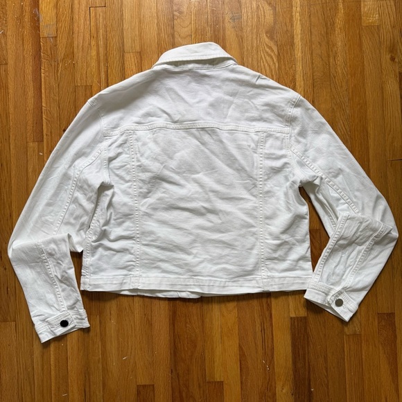 BCBGMAXAZRIA White Cropped Denim Jacket Women’s Medium Button Up Jean Layering - Picture 6 of 11